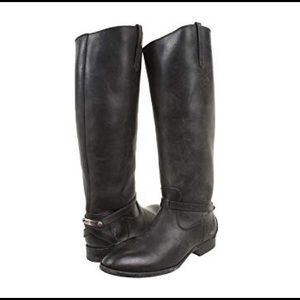 Frye Lindsay Plate Leather Riding Boots (Black)